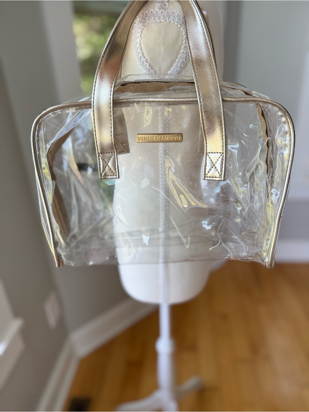 Vince Camuto Clear Bag with Metallic Gold Trim Concerts Festivals